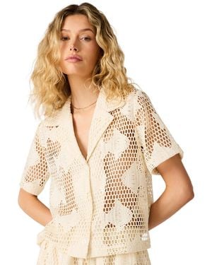 Steve Madden Sandra Short-sleeve Fish Lace Top - Natural