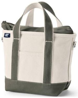 Lands' End Lands End Small 3 Pocket Zip Top Canvas Tote Bag - Black