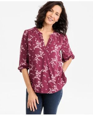 Style & Co. Printed Volume 3/4-sleeve Blouse - Red
