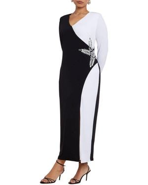 Eloquii Plus Size Twist Neck Lame Maxi Dress - Blue