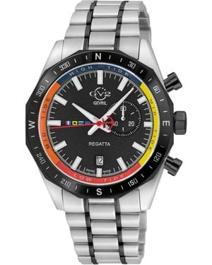 Gevril Regatta Swiss Quartz Two Toned Ss Ip Bracelet Watch - Gray