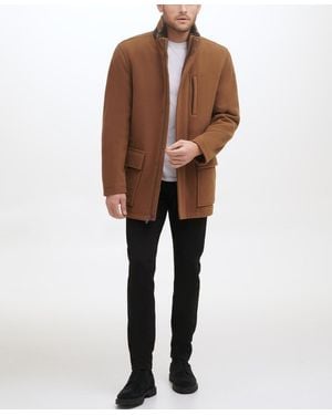 Cole Haan Wool Plush Car Coat - Brown