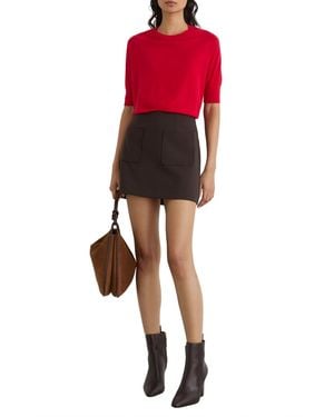 Reiss Suzzie Merino Wool Mock-neck T-shirt - Red