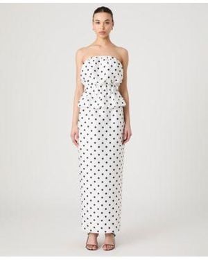French Connection Strapless Polka Dot Peplum Top Maxi Skirt - White