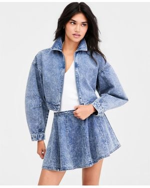 BarIII Cropped Denim Jacket - Blue