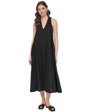 DKNY V-neck Racerback Swing Dress - Black
