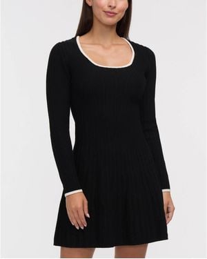 Ellen Tracy Square Neck Sweater Dress - Black