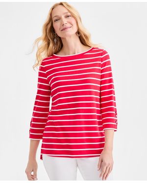Style & Co. Tie-detail Boat Neck Tunic Top - Red