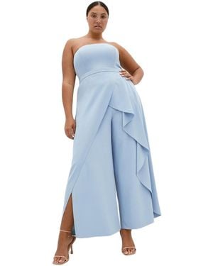 City Chic Attract Strapless Jumpsuit - Blue