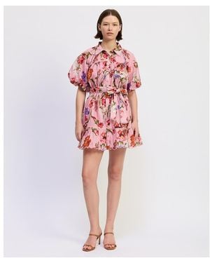 En Saison Short-sleeve Collared Mini Dress