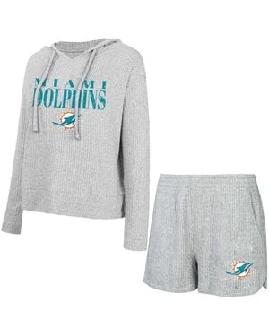 Concepts Sport Miami Dolphins Juniper Long Sleeve Hoodie T-shirt Shorts Set - Blue