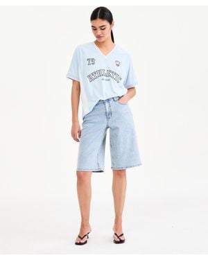 BarIII baggy Denim Shorts - Blue