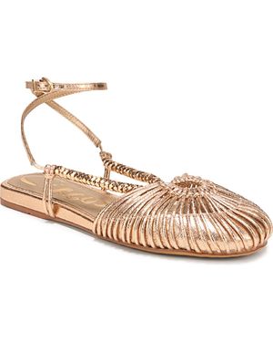 Circus by Sam Edelman Kassie Caged Ankle Strap Flat Sandals - Metallic