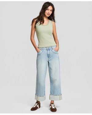 And Now This Seamed Cuff Wide-leg Jeans - Blue
