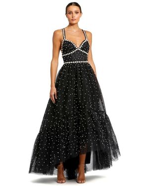 Mac Duggal Pearl Beaded High Low Gown - Black