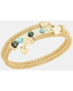 Anne Klein Boxed Gold-tone Mesh Tube Heart Locket Coil Bracelet - Metallic