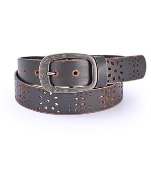 Old Trend Blooming Crocus Leather Belt - Gray