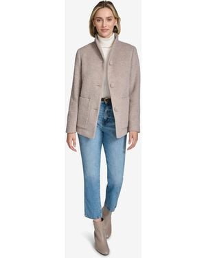 Andrew Marc Piper Button Front Wool Blend Jacket - Blue
