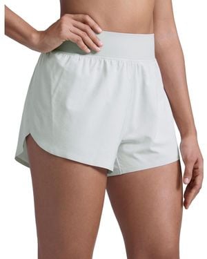 Peneyon High Waisted Split Running Shorts 3 Inch Quick Dry Soft Fabric Built In Liner - White