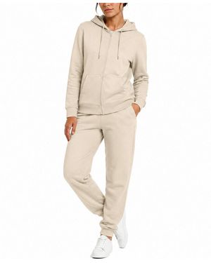 Blu Rock Loose Fit French Terry Zip Up Hoodie And jogger Set - Natural