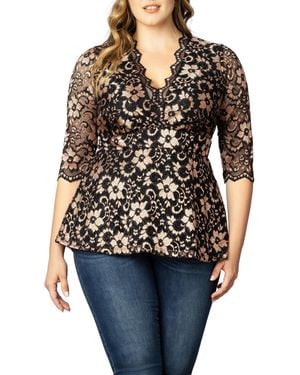Kiyonna Plus Size Luxe Lace Top - Black
