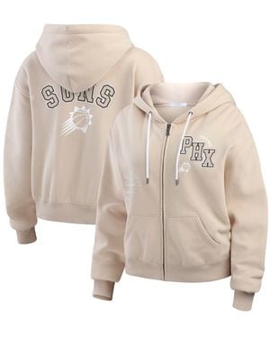 WEAR by Erin Andrews Phoenix Suns Tonal Felt Patch Full-zip Hoodie - Natural