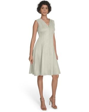 Calvin Klein Sleeveless Fit And Flare Short Dress - White