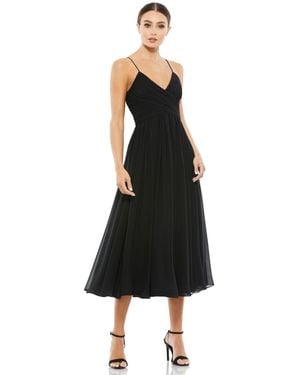 Mac Duggal Ieena Faux Wrap Sleeveless Flowy Dress - Black