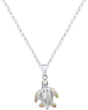 Macy's Kyocera Opal Turtle Pendant Necklace - Metallic