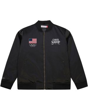 Mitchell & Ness Coach Snoop Satin Full-zip Bomber Jacket - Black