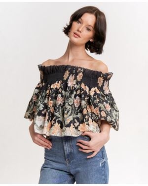 En Saison Iris Off-the-shoulder Trapeze Top - White