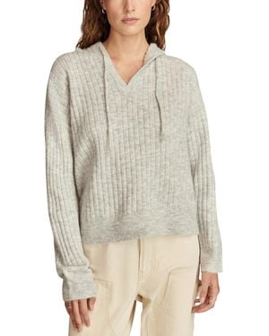 Lucky Brand Ribbed Knit Hooded Sweater - Gray