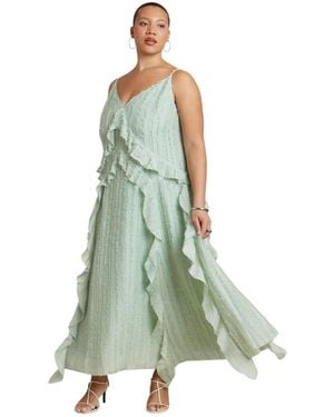 Eloquii Textured Ruffle Cami Dress - Green