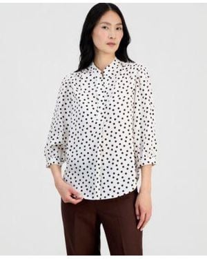 Anne Klein Petite Y-neck Pull-on Top - White