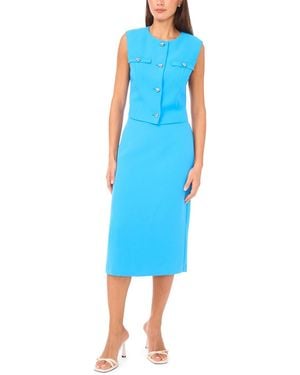 Cece Shoulder Pad Cropped Boxy Vest Top - Blue