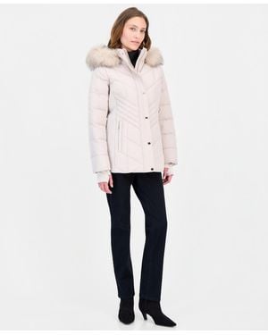 Michael Kors Michael Faux-fur-trim Hooded Puffer Coat - White