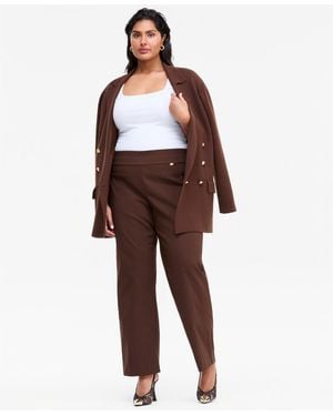 INC International Concepts Plus Size Mid-rise Pull-on Straight-leg Pants - Brown