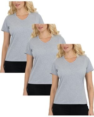 Galaxy By Harvic Galaxy Divatee Relaxed Fit V-neck Short Sleeve T-shirt-3 Pack - Gray