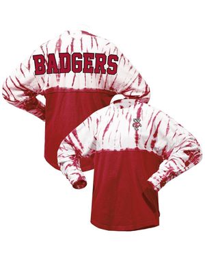 Spirit Jersey Wisconsin Badgers Tie-dye Long Sleeve Jersey T-shirt - Red