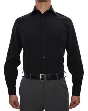 Nobleson Men Classic-fit Solid Color Dress Shirt - Blue