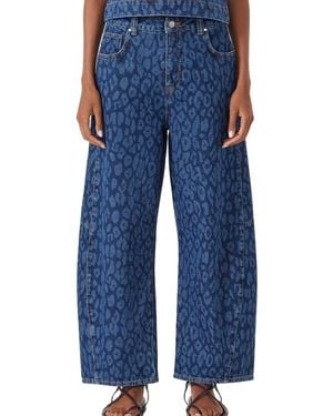 Hush Cropped Bree Horseshoe Barrel Leg Jeans - Blue