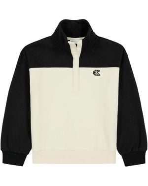 Calvin Klein Girls' Fleece Colorblock Stand-collar Sweatshirt - Black