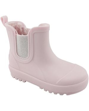 BEARPAW Toddler Faux Fur Lined Chelsea Waterproof Rain Boots - Purple