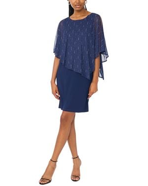 Msk Foil Cape Overlay Crewneck Mini Dress - Blue