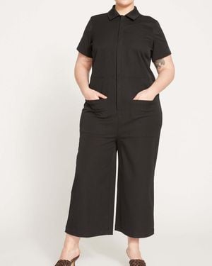 UNIVERSAL STANDARD Kate Stretch Cotton Twill Jumpsuit - Black