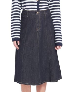 Elle Collection Denim Midi Skirt - Blue