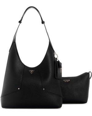 Guess Darcy Magnetic Snap Large Hobo Bag - Black