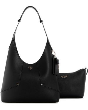 Guess Darcy Magnetic Snap Large Hobo Bag - Black