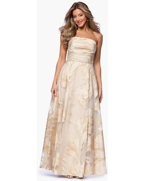 Xscape Petite Jacquard Strapless Long Ball Gown - Natural
