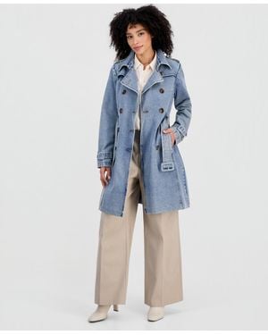 Steve Madden Double-breasted Trench Coat - Blue